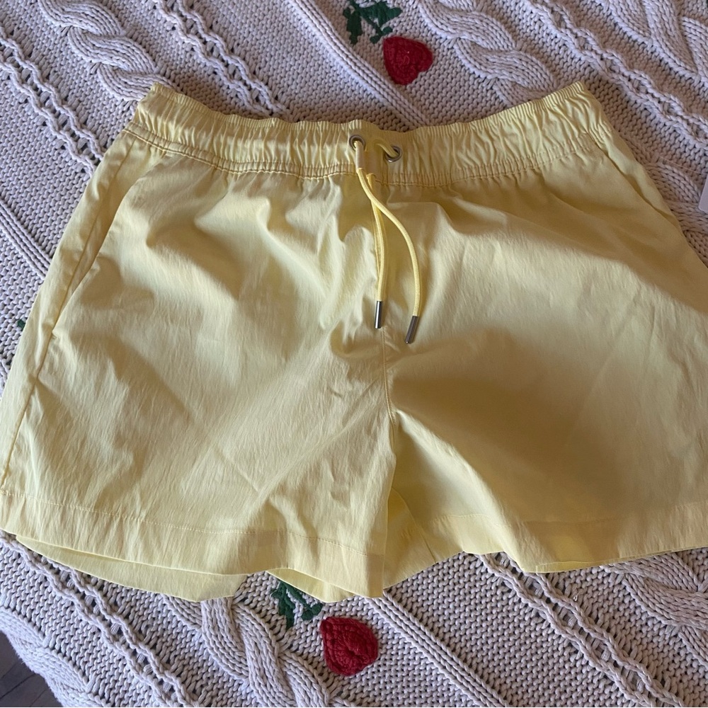 Athleta Pale Yellow Drawstring Waist Shorts